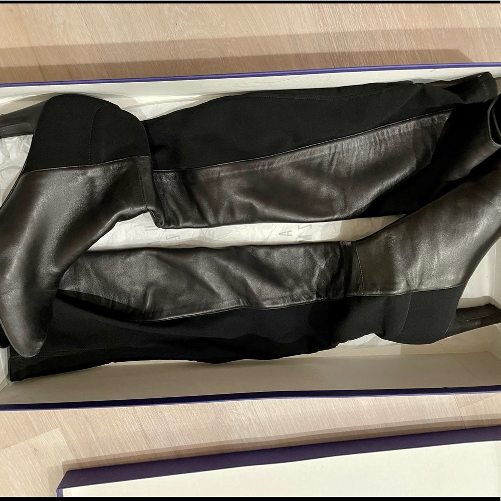 Stuart Weitzman The 5050 Boot Over The Knee Boots Black Nappa Leather Size 9